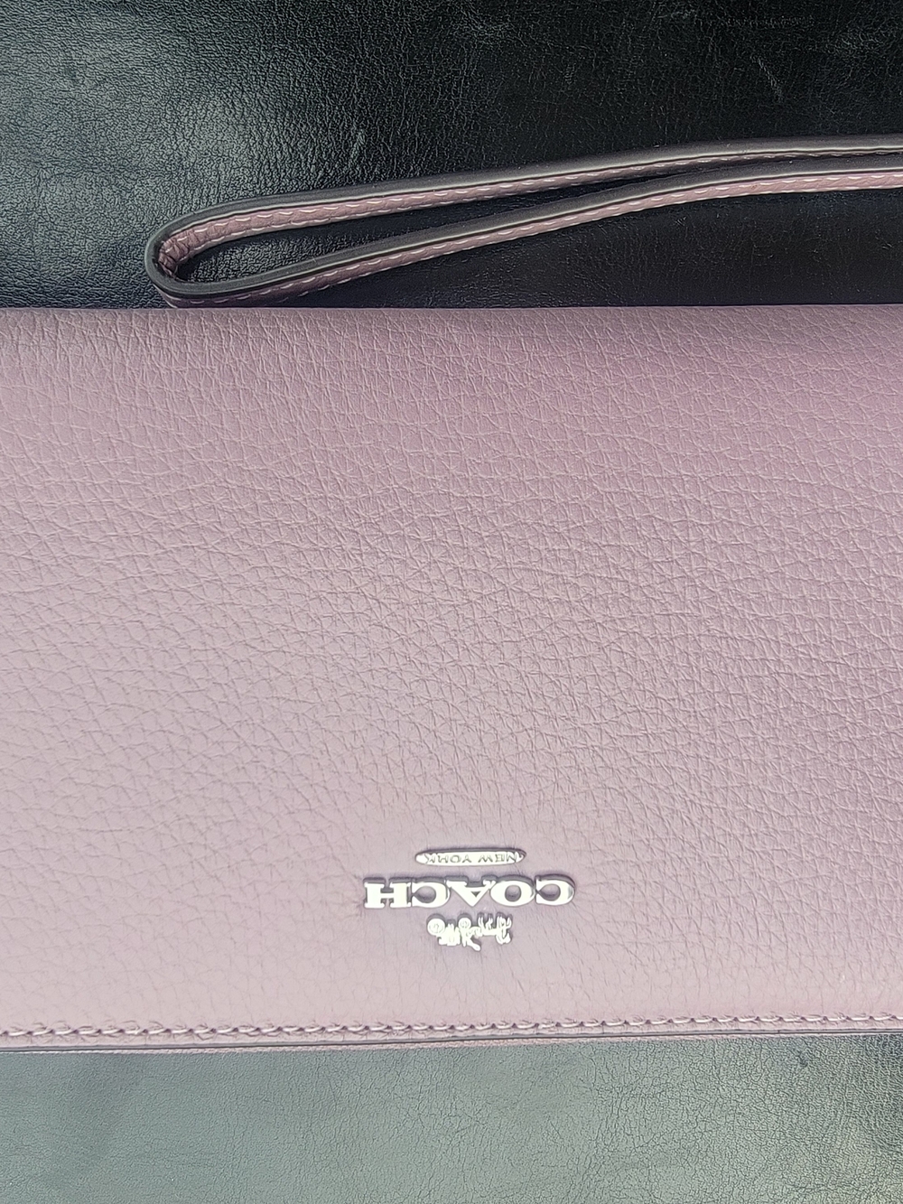 Coach Leather Wristlet Clutch in Lavender.